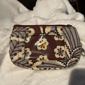 Brown and Cream Floral Wallet with Vintage Aesthetic